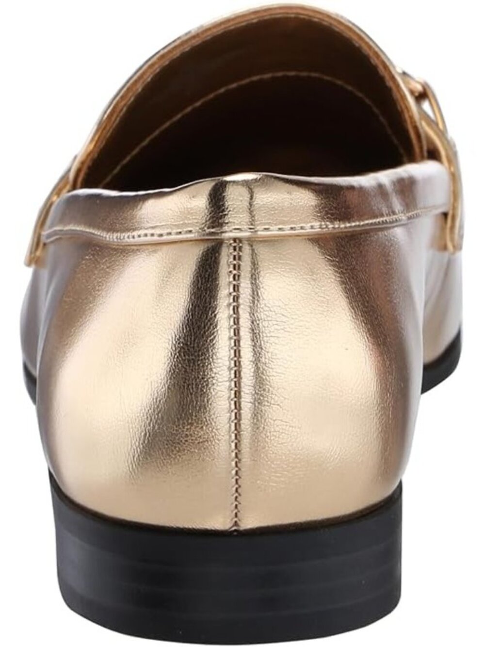 Bandolino Laly Size 7 Metallic Gold Loafers Slip-On Almond Toe Chain Detail - Picture 4 of 7
